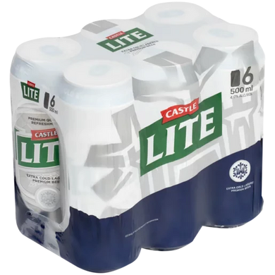Castle Lite Can 500ml 6 Pack