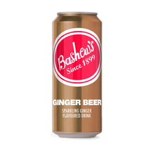 Load image into Gallery viewer, Can of Bashews Ginger Beer with red and white label on a white background