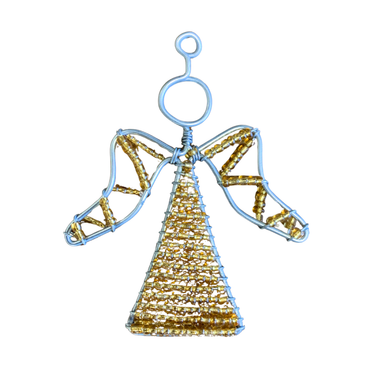 Beaded Christmas Ornament - Gold Angel