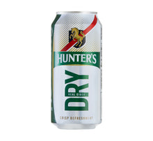 Load image into Gallery viewer, A can of Hunter's Dry cider, 440ml, with branding and logo visible.
