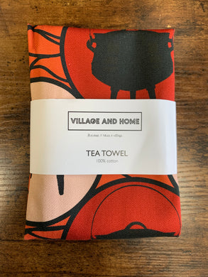 Village And Home Tea Towel Pink