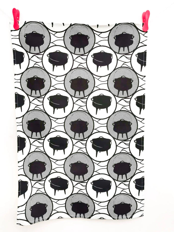 Village and Home Tea Towel Black and White
